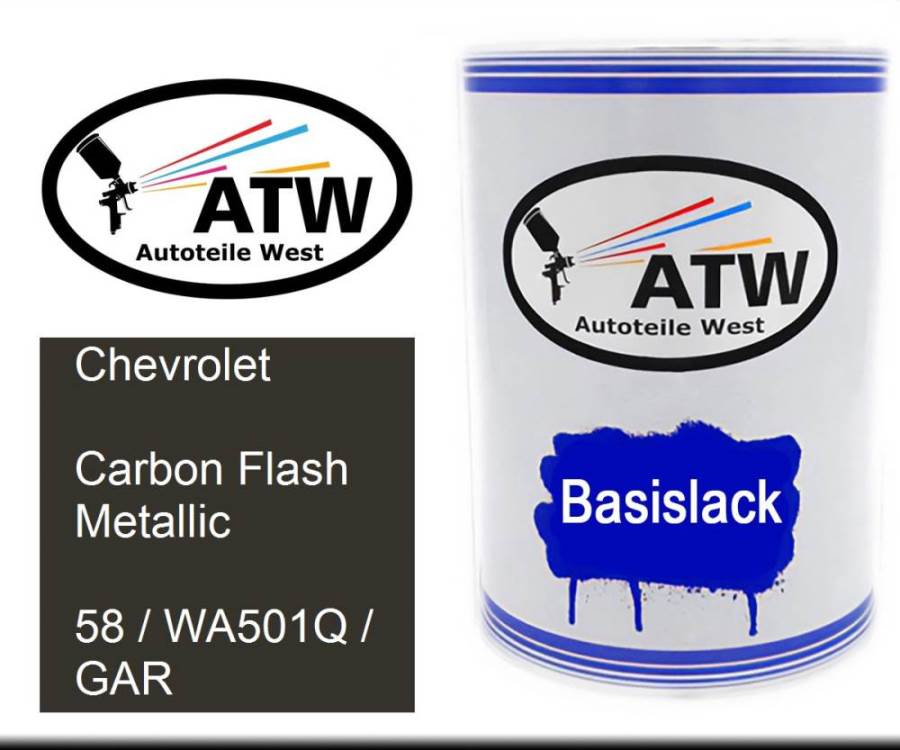 Chevrolet, Carbon Flash Metallic, 58 / WA501Q / GAR: 500ml Lackdose, von ATW Autoteile West.